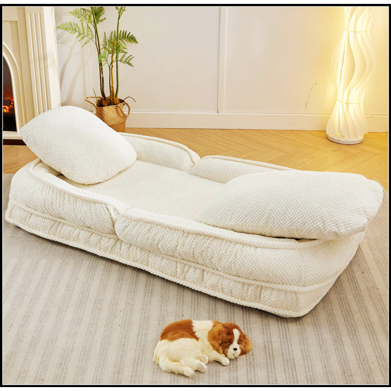 Lit pour chien polyvalent avec positions réglables et conception compacte pour une détente et un confort ultimes, Blanc