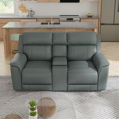 Dual Power Reclining Love Seat with Console in Sapphire