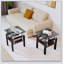 Ensemble de 2 tables basses et tables de bout modernes en verre trempé, durables et élégantes avec couche de panneau de fibres à densité moyenne pour un rangement supplémentaire-2032284838-2032284839