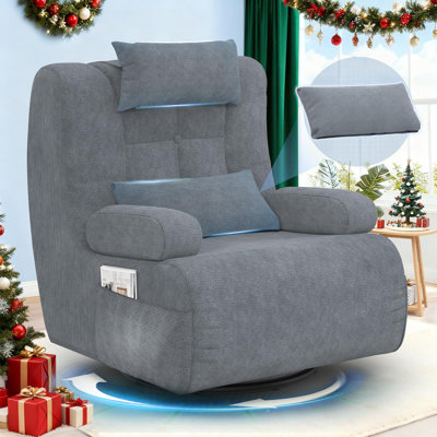 Three-in-one, Multi-functional Rotatable Sofa Chair, Enlarged and Widened Soft Cushion Armchair, with Two Cushions and Side Storage Pockets, Thickened Seat Cushion and Backrest, Suitable for Living Room and Bedroom