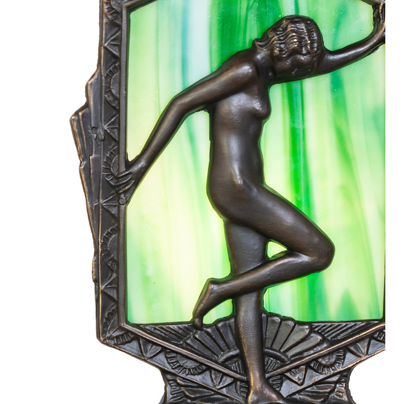 9" High Deco Posing Lady Accent Lamp, Green/White