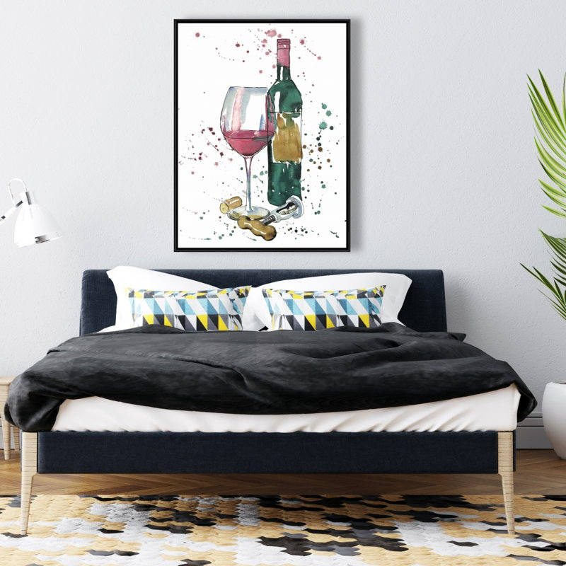Art sur toile, bouteille de vin rouge