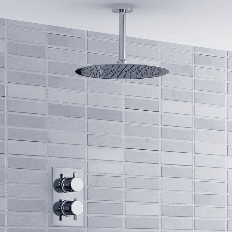 FS2961CM Chrome Ultra Thin Thermostatic Ceiling Mount Shower Set