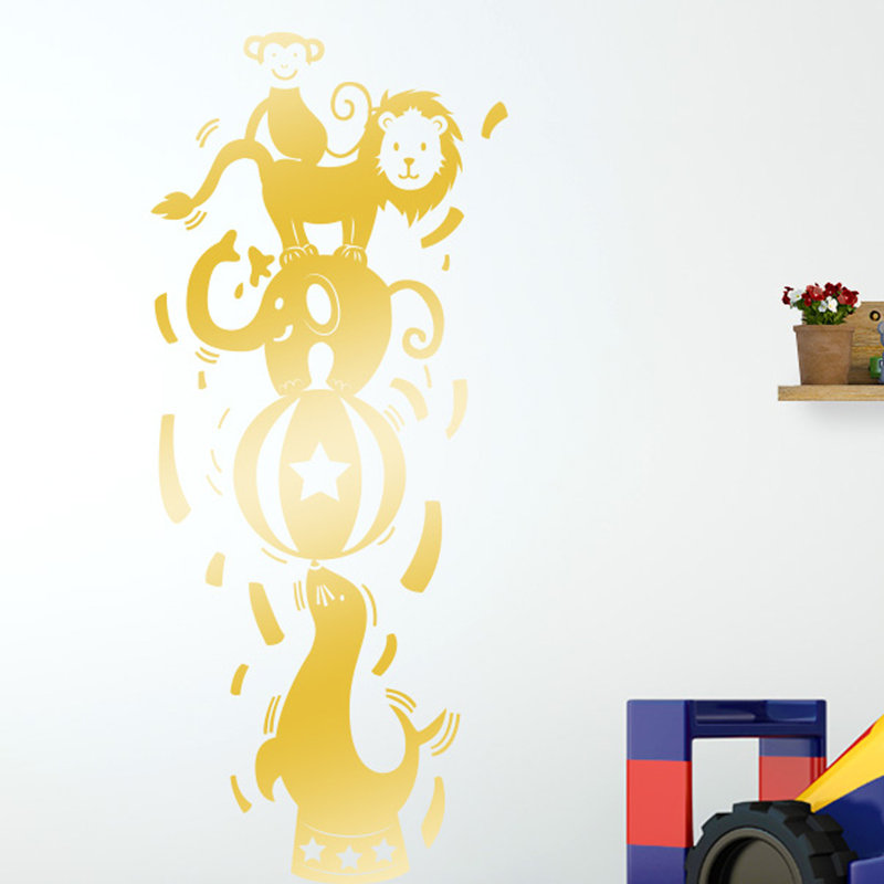 Animals Wall Decal, Shiny Gold