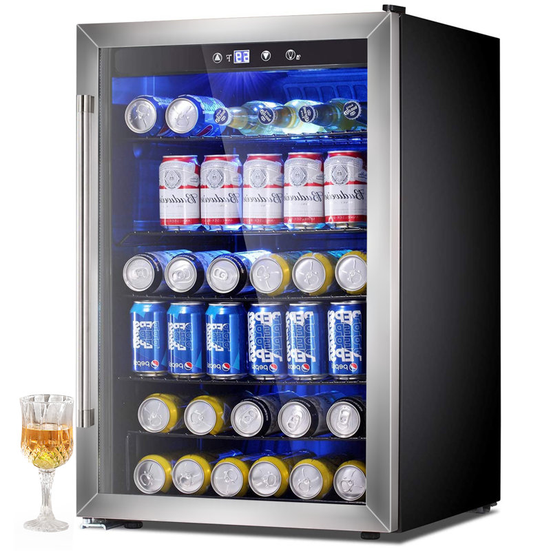 Réfrigérateur à boissons de 4,4 pi³, mini-réfrigérateur pouvant contenir 37 bouteilles ou 145 canettes, commande tactile, 32-61 ℉, silencieux <38dB, lumière DEL