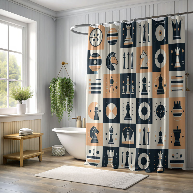 Rideau de douche standard 1 pièce, H 74 po x l 71 po