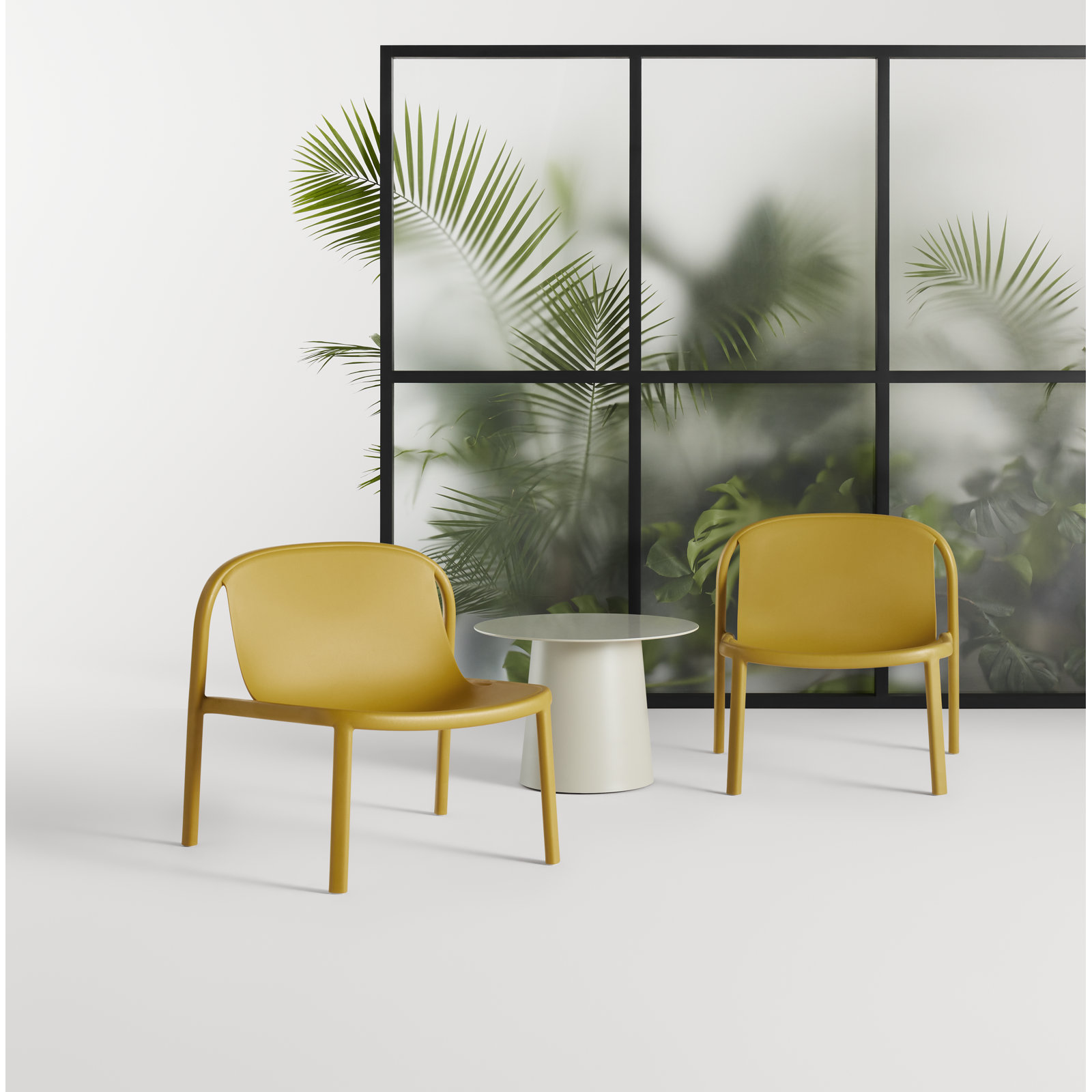 Decade Outdoor Armless Lounge Chair, Mustard