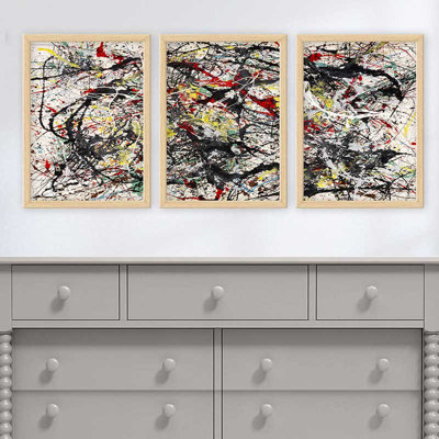 Superbe ensemble de peintures décoratives encadrées (3 pièces) de 21,7 po x 29,5 po chacune | Cadre 100% bois avec polystyrène de 0,8 pouce | Impression numérique UV | Parfait pour la décoration murale de salon, de bureau et de galerie