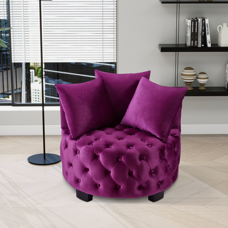 Chaise pivotante rembourrée et capitonnée, Violet
