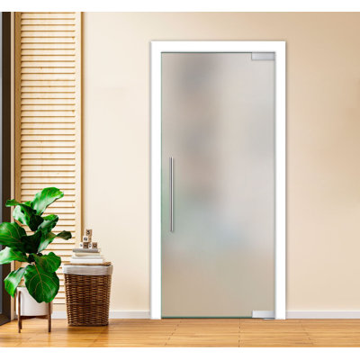 38 In W X 96 In H Pivot Glass Door With Self Closing Pivot Hinges (Frosted Glass)