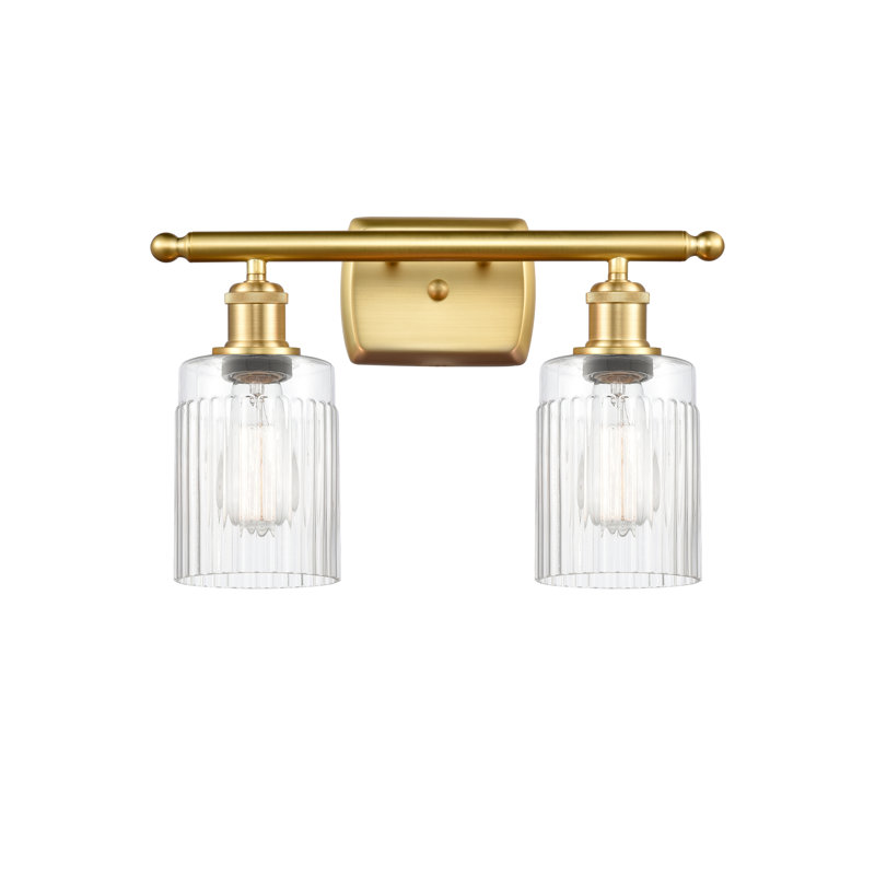 Éclairage pour meuble-lavabo à intensité variable 2 lumières Kamena, Transparent, Or satiné, Ampoule non incluse