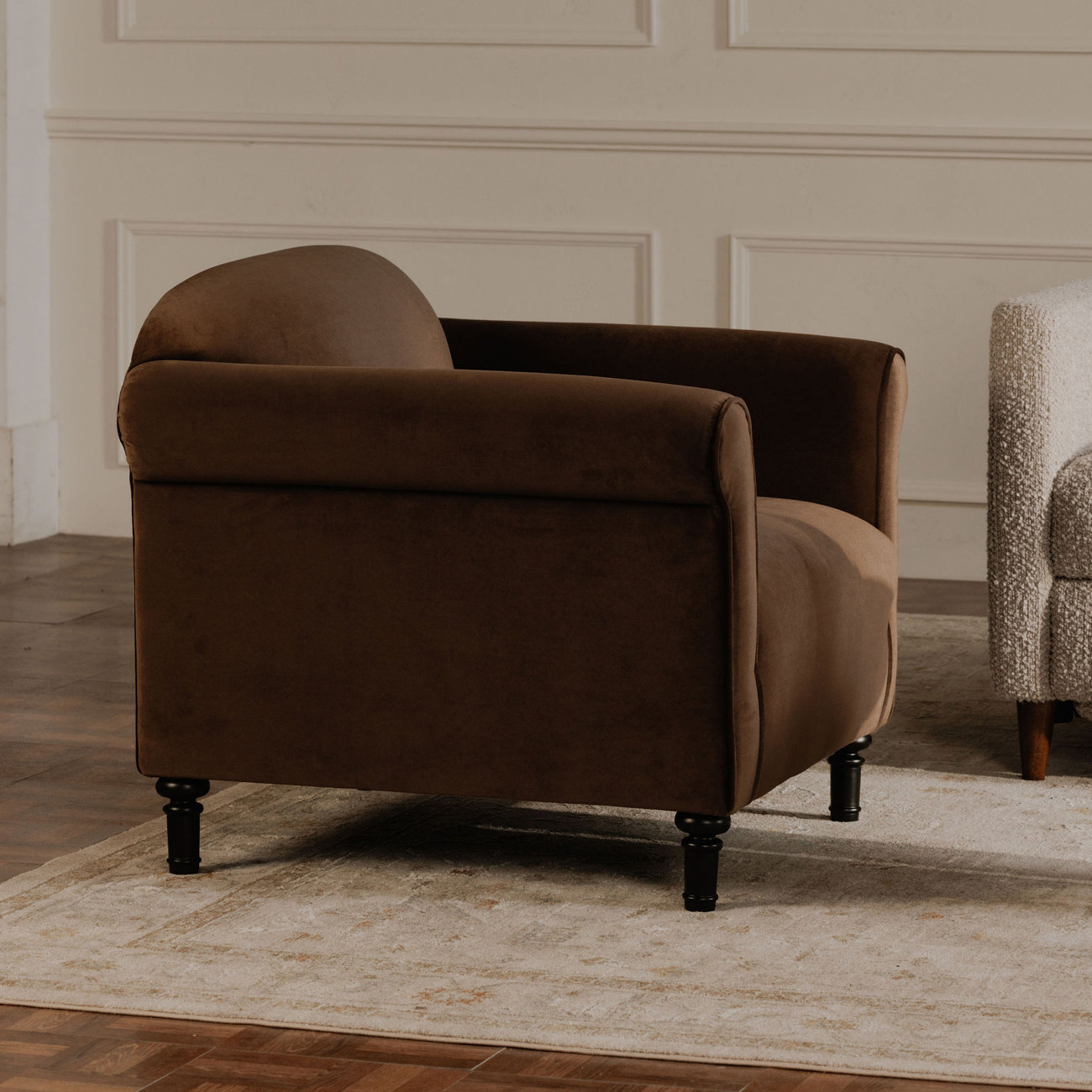 Marirose Armchair, Dark Brown Velvet