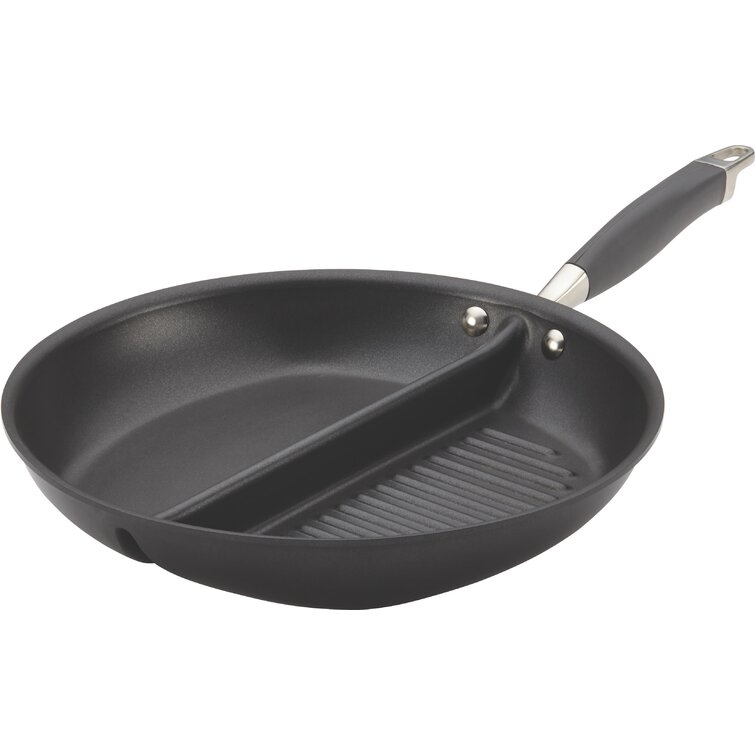 MasterPan Black Non-Stick 8 in Grill Pan with Folding Wooden Handle