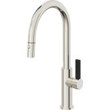 Corsano Contemporary Pull Down Kitchen Faucet with Button Sprayer High Arc Spout and BFB Series Handle