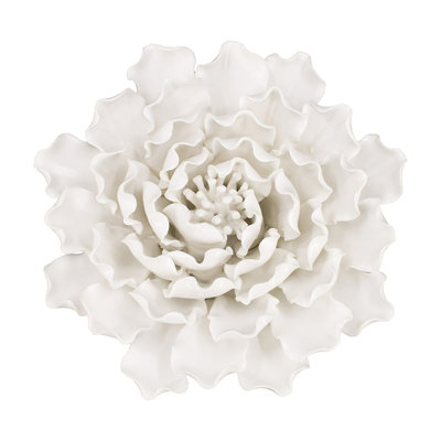 Cream Ceramic Wall Flower Ornament - Handmade Fascinating Art Decorative For Walls Unique Design