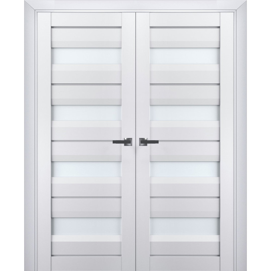Veregio Frosted Glass Paneled Wood French Doors SARTODOORS 