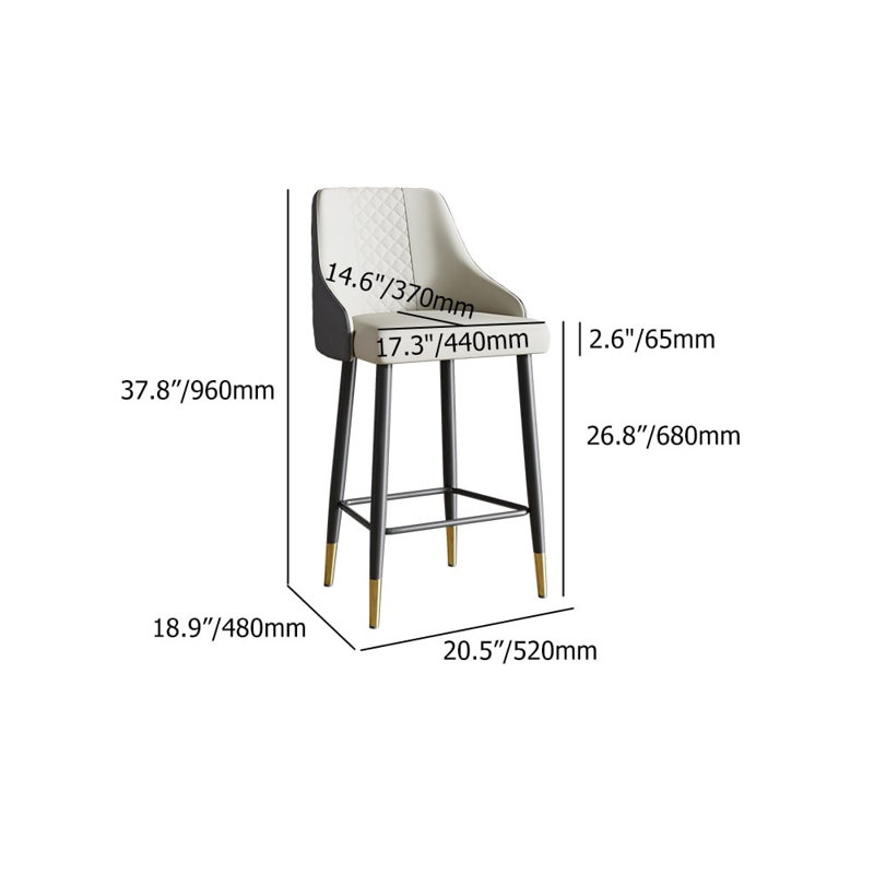 Set Of 4 Modern Counter Stools With Pu Leather Upholstery