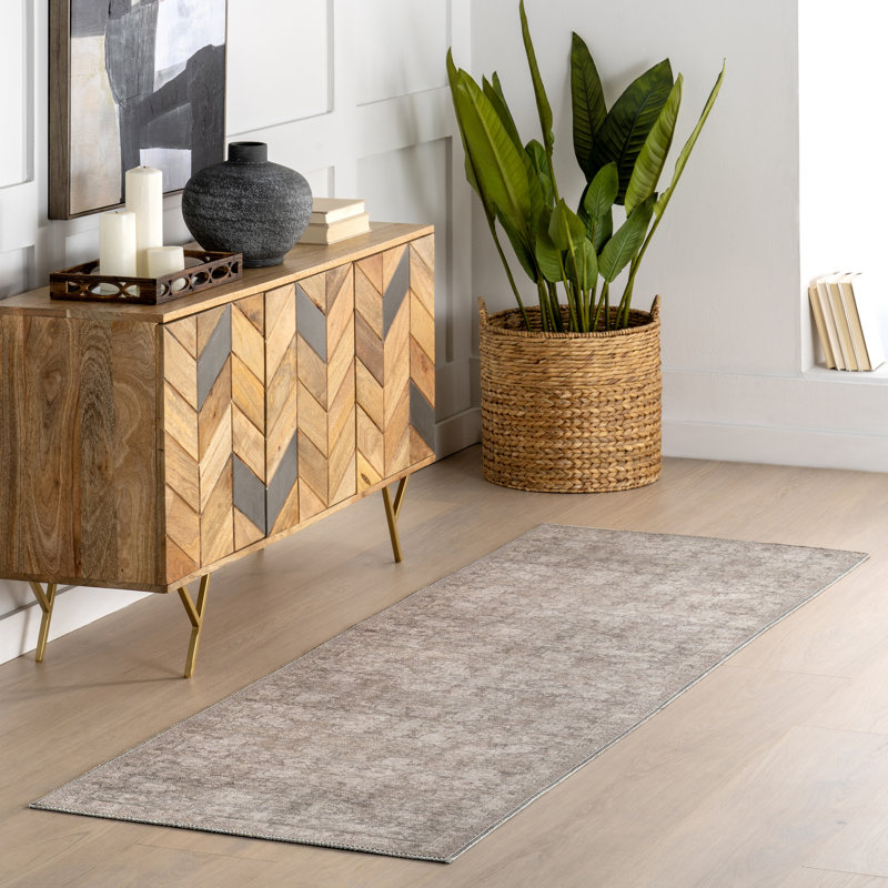 Tapis en mélange de jute de polyester Jeccica, Tapis de couloir 2 pi 8 po x 8 pi