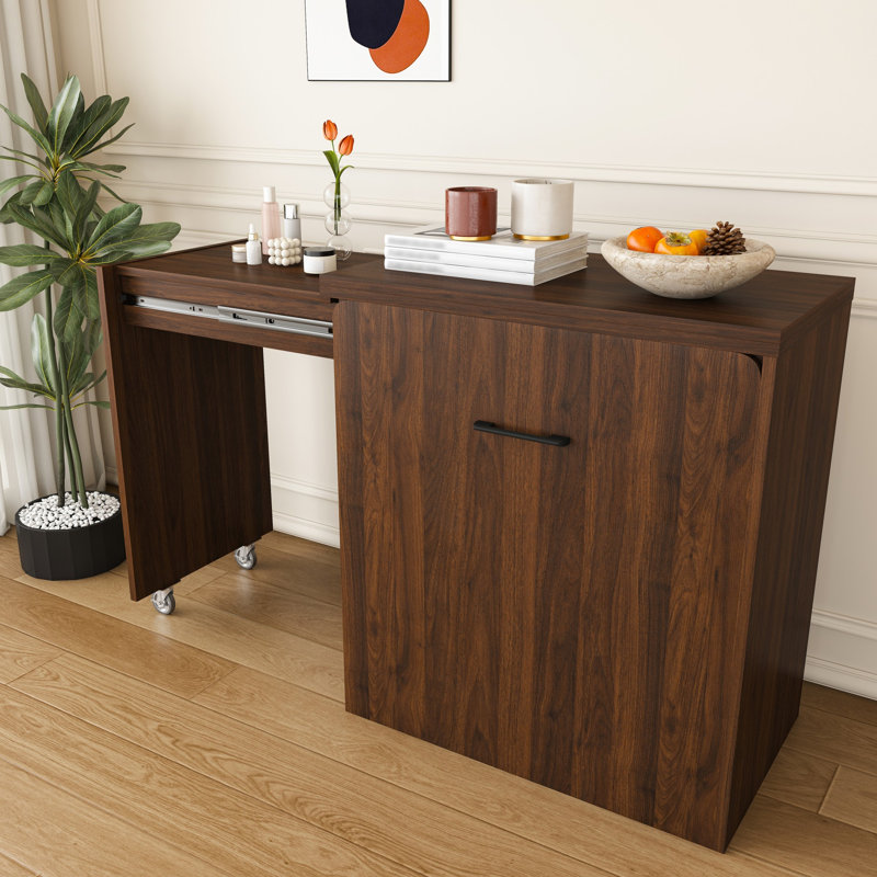 Bureau multifonctionnel extensible, bureau pliable, table de maquillage avec miroir, a 3 modes d'utilisation, équipé d'un tabouret de rangement, adapté pour la chambre à coucher, appartement