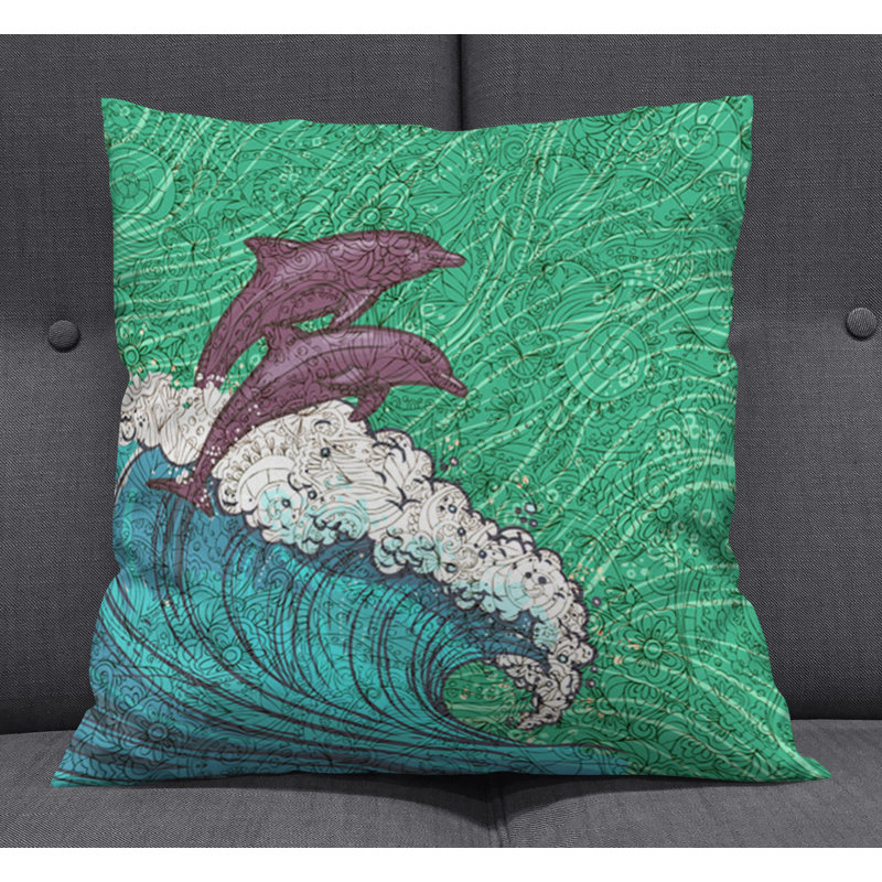Throw Pillow With Insert, Blue/Green 1, 16"H x 16"W