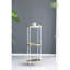 P 16 po x 39,5 po à trois tablettes présentant un design élancé haut et un verre lisse pour la sculpture, mélangeant une vitrine de plantes d'art moderne minimaliste