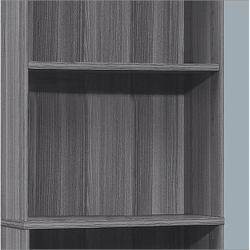 6-Tier Bookshelf with Adjustable & Fixed Shelves – Transitional Style – For Office/Bedroom, Space-Saving, Gray