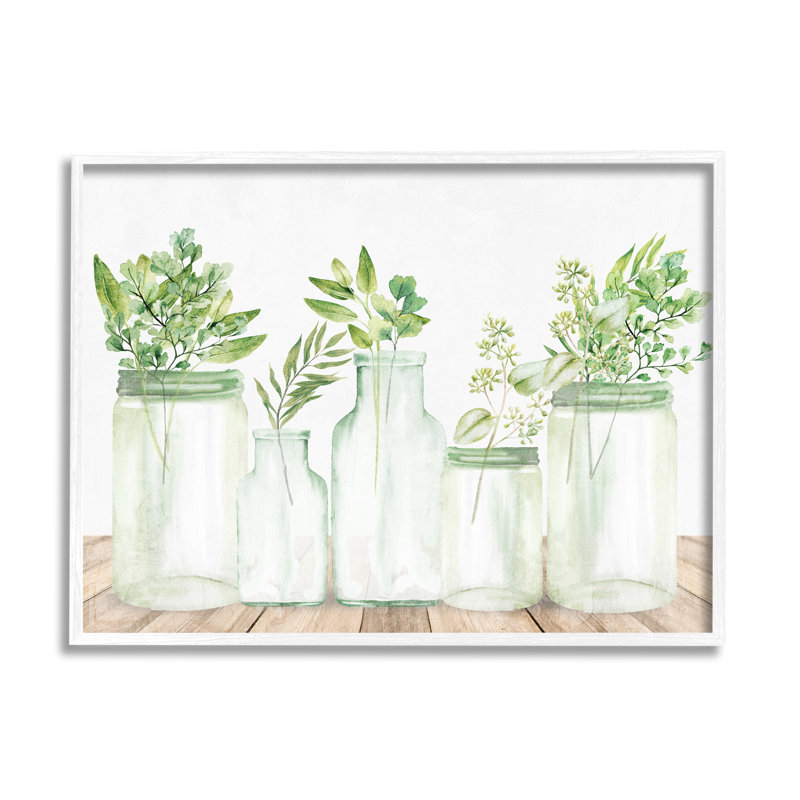 «Varied Herb Plant Arrangement Mixed Country Blooms - Floater Frame», impression sur toile, H 16 po x l 20 po x P 1,5 po