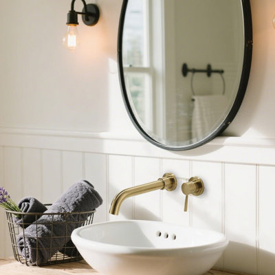 Wall Mount Vanity Faucet,Single Hole Bathroom Faucet With Swivel Spout