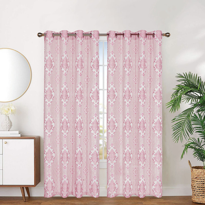 Advika Linen Room Darkening Curtain Single Panel, Blush