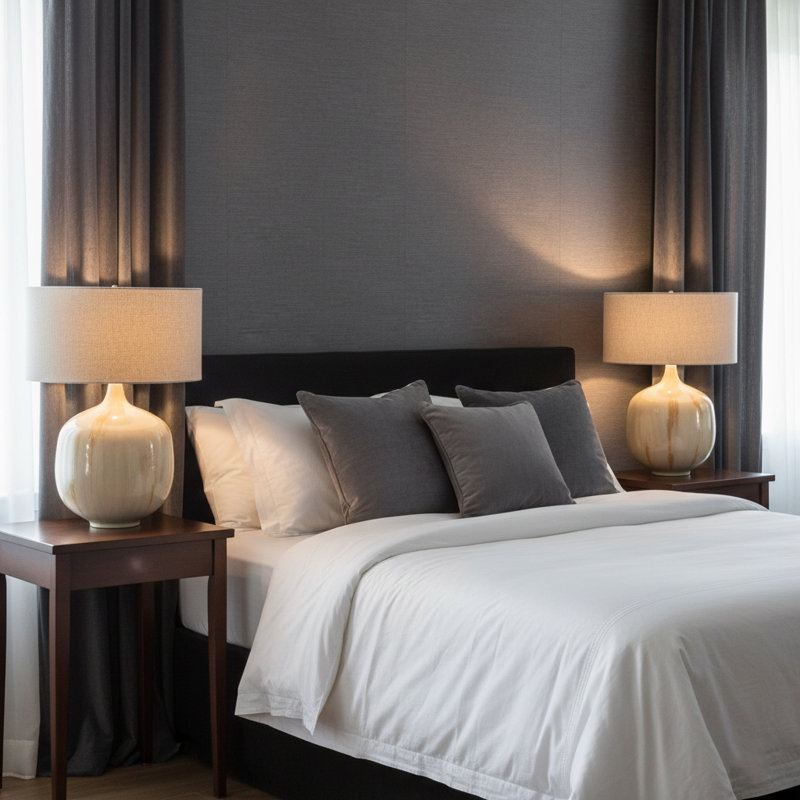 Modern Metal Base Table Lamp With Linen Shade - Decorative Bedside Light For Bedroom And Office Desk - Small Accent Table For Living Room Decor - 28"