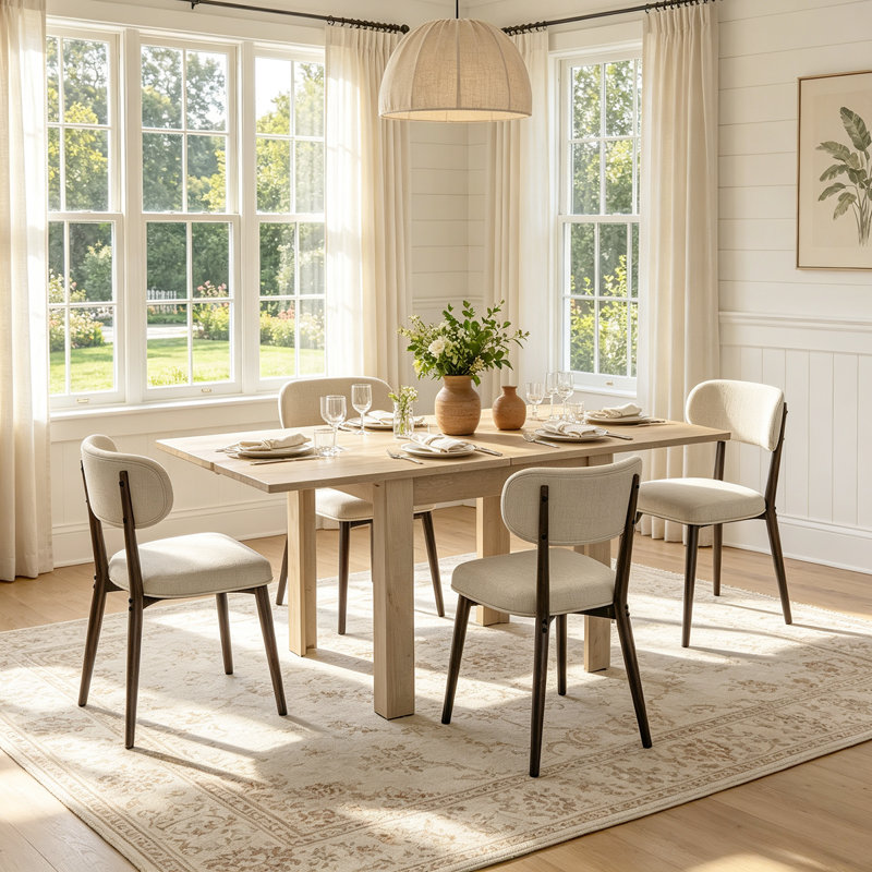 Ensemble de table de salle à manger extensible 5 pièces pour table de cuisine rectangulaire à abattants 4,31,5 "- 62,9" avec 4 chaises rembourrées