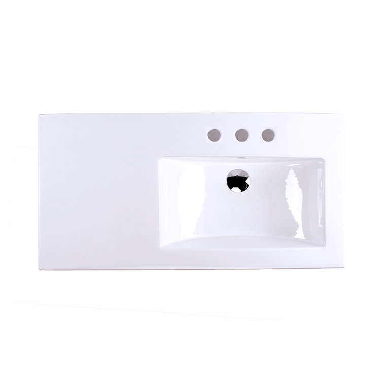 LACAVA Aquaquattro 18'' White Porcelain Rectangular Bathroom Sink with Overflow