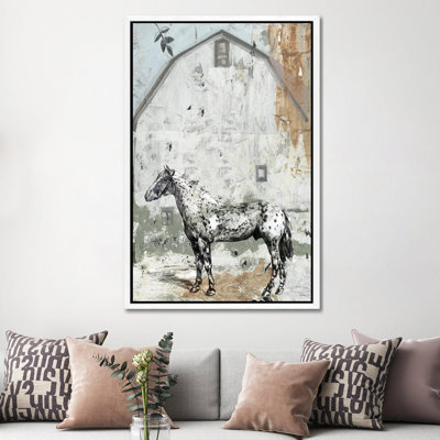 Barn with Horse 1 Piece Wall Art on Canvas