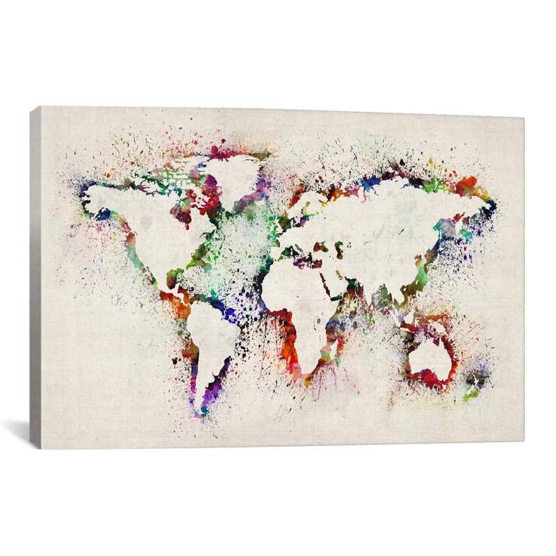 « map splashs », reproduction d’art sur toile multicolore, H 8 po x l 12 po x P 0,75 po, Pas de tapis, Toile tendue