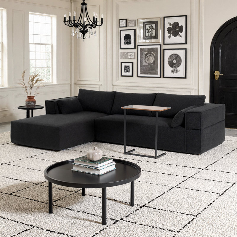 Canapé modulaire de 112 po Boucle, Noir