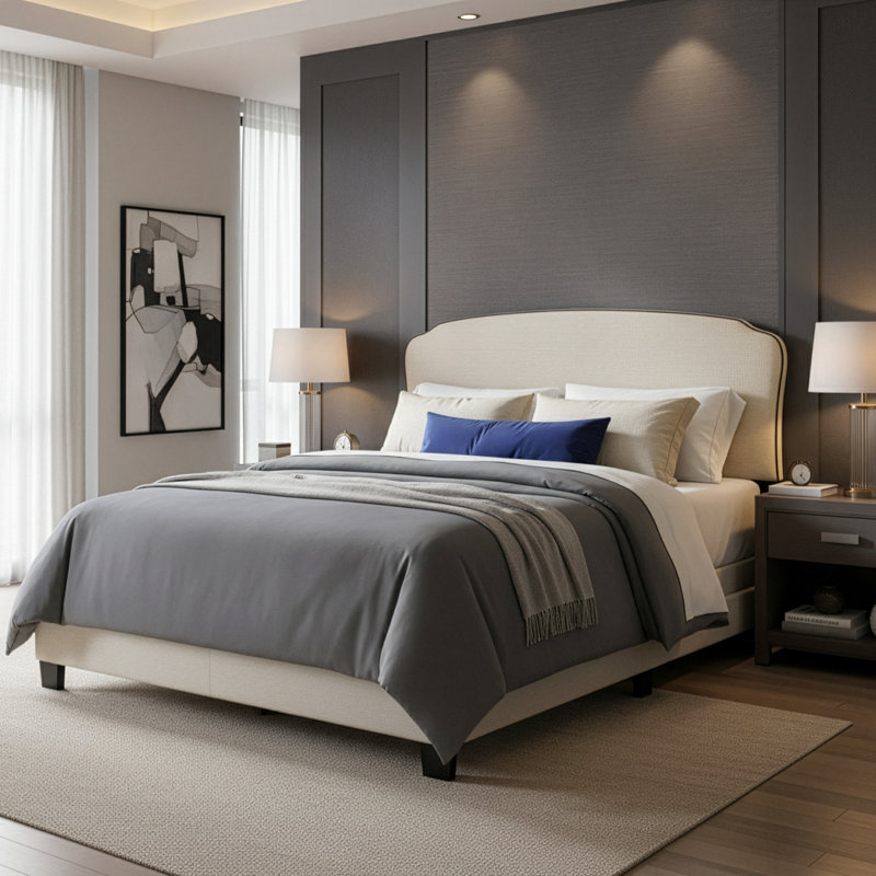 Rayner Upholstered Standard Bed, Gray, Velvet