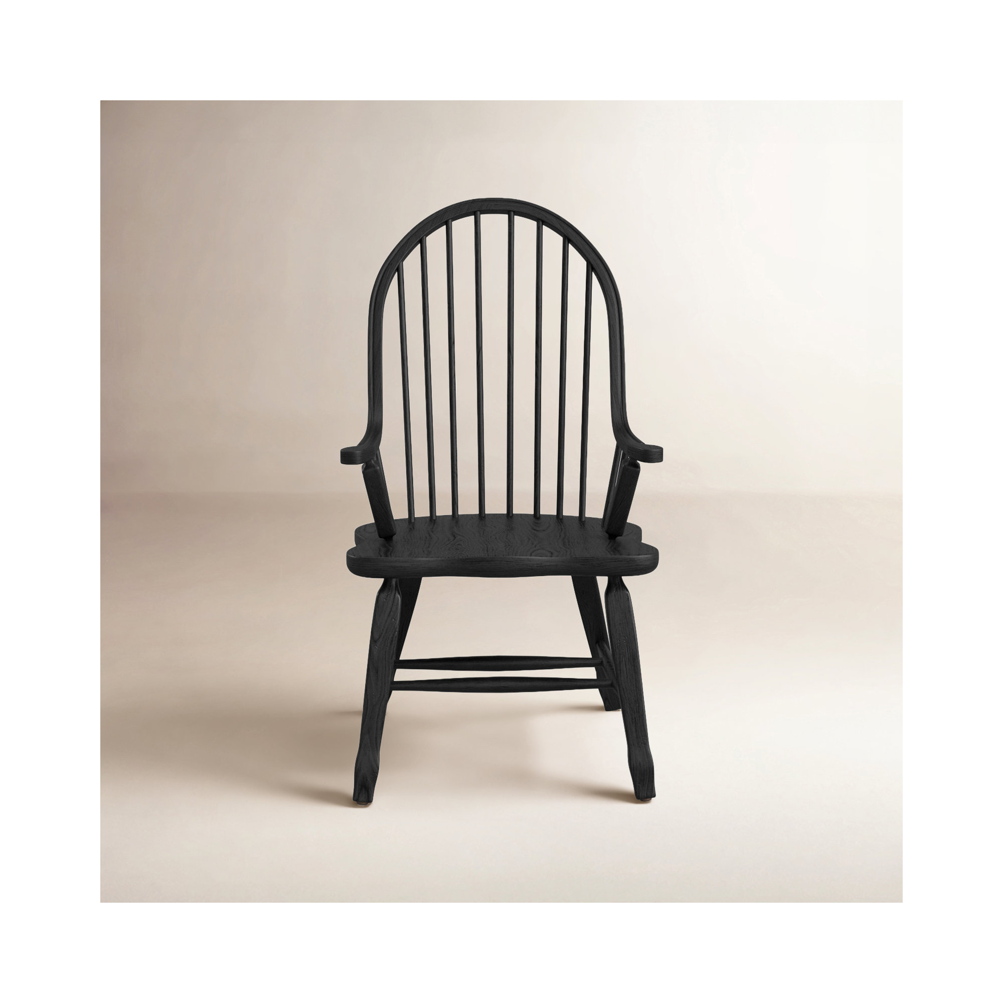 Makira Windsor Back Arm Chair, Black