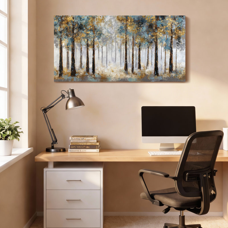 «Abstract Forest Trees», ensemble de 1 reproduction d'art sur toile tendue sur toile, H 12 po x l 36 po