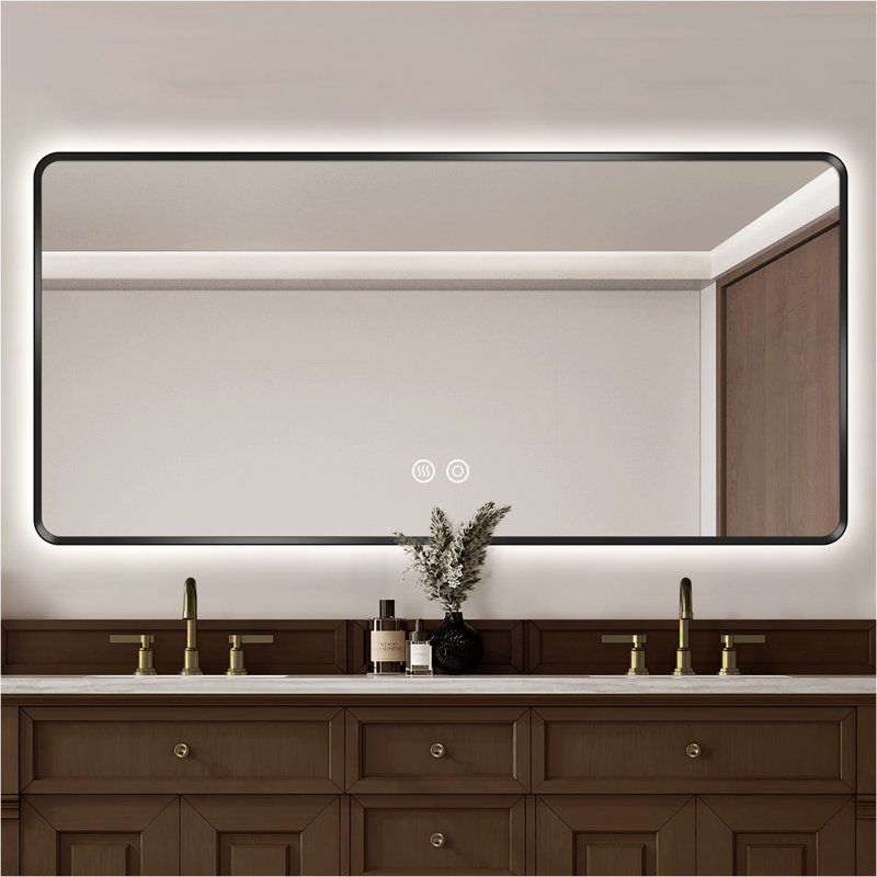Backlit LED Bathroom Vanity Mirror, 36” x 66”, Gold