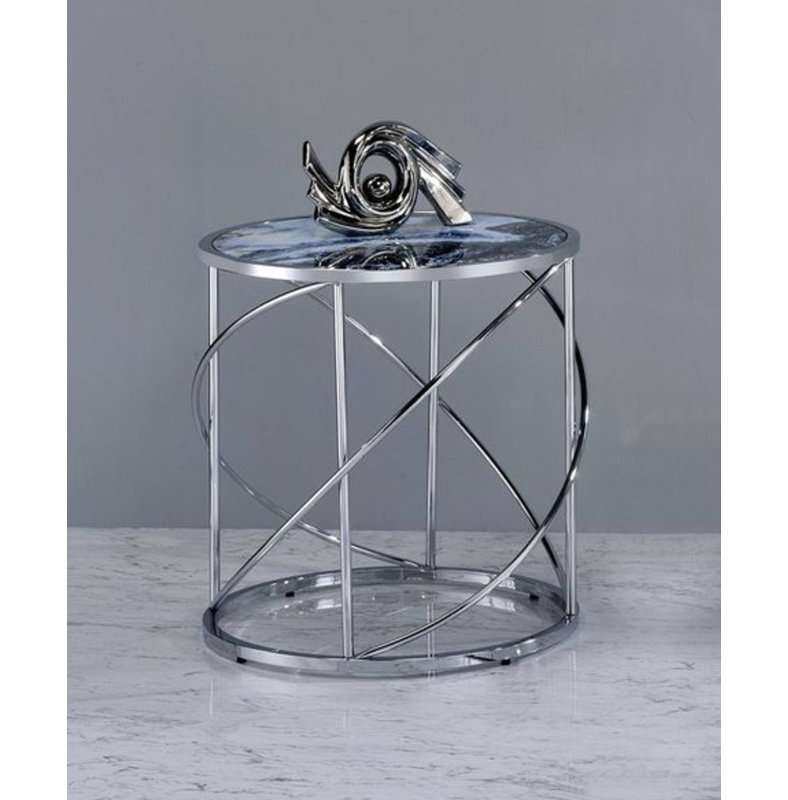 Table de bout avec plateau en verre et cadre en métal Jessie