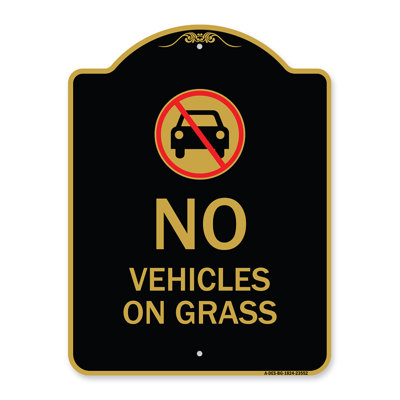 Signmission Designer Series Sign - No Vehicles On Grass | Green & White 18" X 24" Heavy-Gauge Aluminum Architectural Sign | Protect Your Business & Municipality | Made In The USA