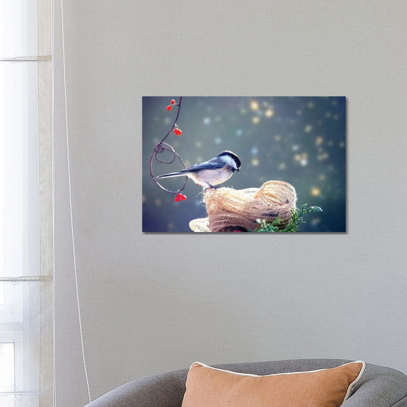 Chickadee Winter Bliss by Karen Burke - Wrapped Canvas Print