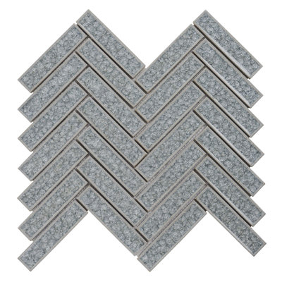 Roman Crackle Herringbone 11.75" x 11.5" Glass Mosaic Sheet Wall Tile
