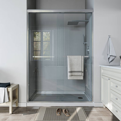 50"-54" W x 72" H Double Sliding Semi-frameless Shower Door with Two Handles