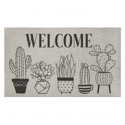 Various Potted Cactus Welcome Outdoor Door Mat, design by Deane Beesley, 18"x30"