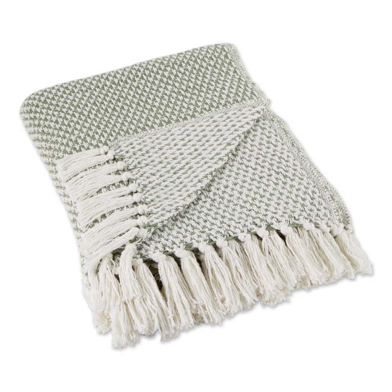 Artichoke Green Cozy Cotton Woven Throw