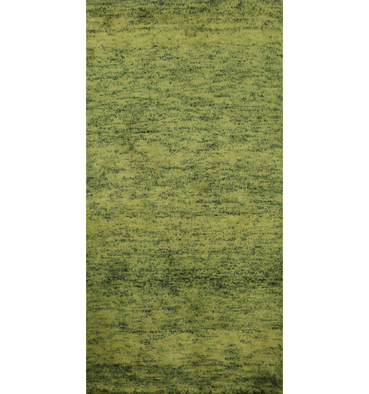 Tapis vert Gabbeh 2 x 5 pour une ambiance de salon naturelle