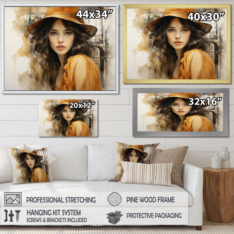 «Fashion 1930S Depression Portrait I», reproduction, H 16 po x l 32 po x P 1 po, Cadre flottant noir