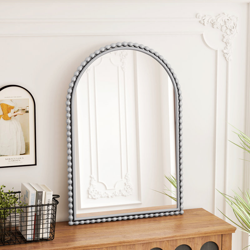 Miroir arqué pleine longueur avec pieds de soutien pour le salon, la chambre à coucher, Argent argent
