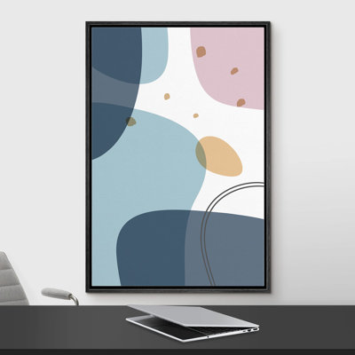 Bleu, rose et jaune, transparents, formes abstraites, art moderne, illusion 3D minimaliste, coloré